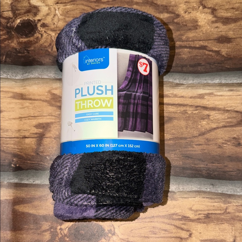 Interiors by Design Plush Throw Blanket - Purple/Black